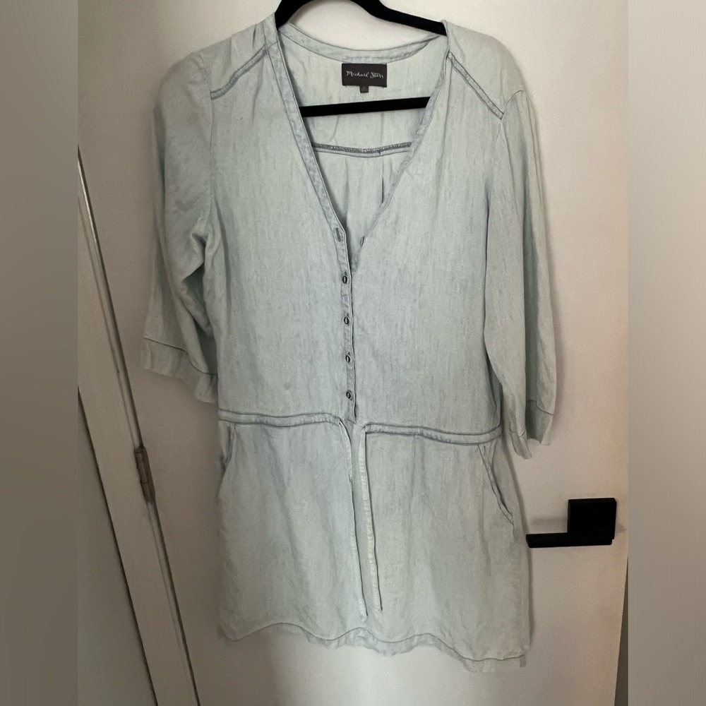 Light chambray half sleeve dress